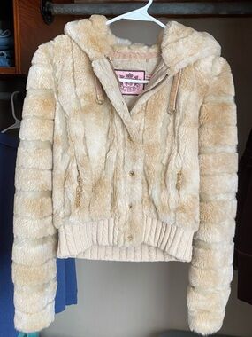 Vintage Juicy Couture Faux Fur Hooded Jacket